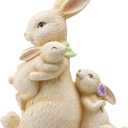 Newman House Studio Easter Decorations Family Bunny Figurines Spring-Decor - Resin Sitting Bunny Mom with Kids Tabletop Decorations for Home Farmhouse 3.5 * 1.5 * 4.5 inch