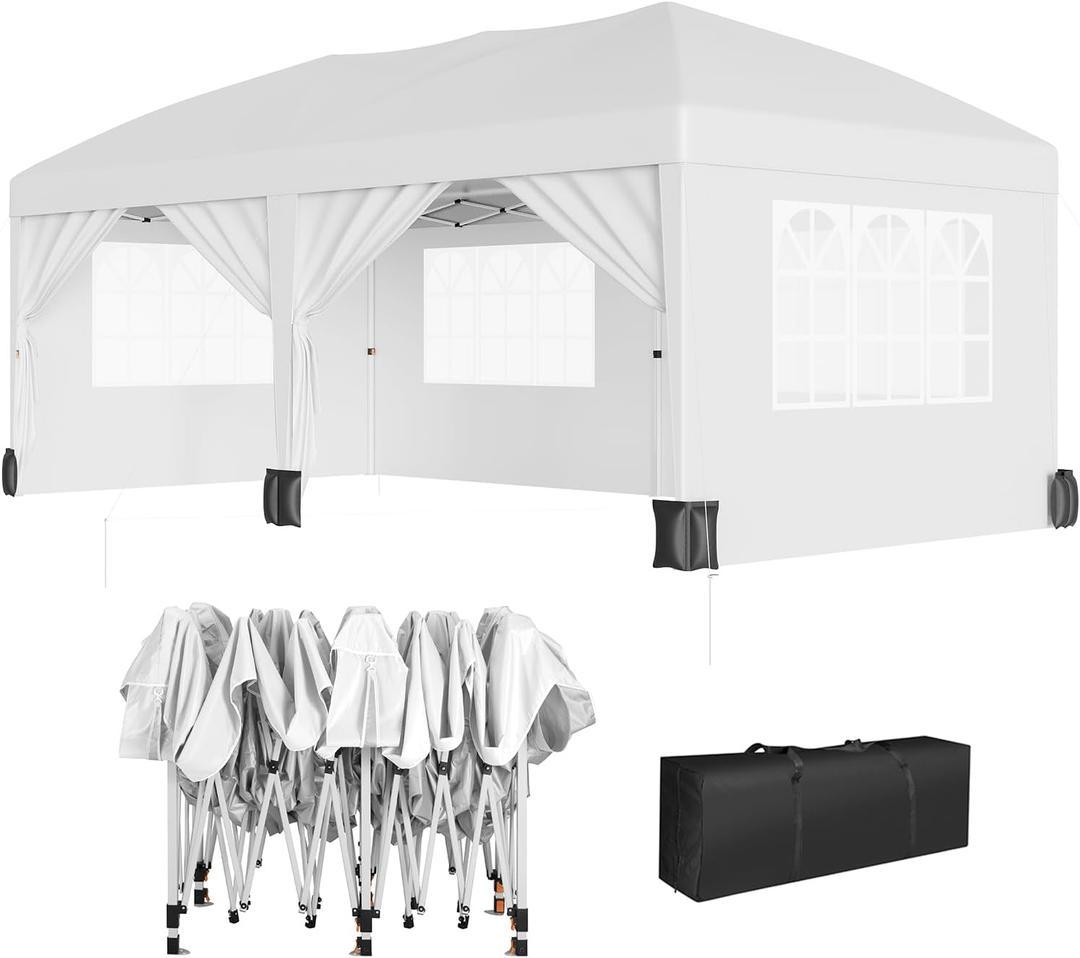 10x20 Pop Up Canopy Heavy Duty Commercial Instant Canopy Tent with 6 Sidewalls All Weather Waterproof Outdoor Wedding Party Tents for Parties Easy Set Up Canopy Gazebo for Backyard, Patio, Garden