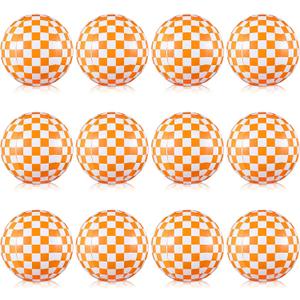 FairySandy 12 Pack Beach Balls, 12 Inch Orange and White Checkered Themed Beach Balls Bulk Inflatable Large Floating Ball for Summer Swimming Pool Activities Game Gift Birthday Party Supplies