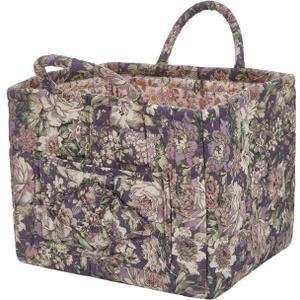 Quilted Laundry Basket with Handles - Multi-Purpose Fabric Storage BasketBoho Fabric Storage Baskets with Handles for Car, Home & Nursery - Collapsible Square Organizer (Purple)