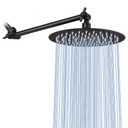 NearMoon Rain Shower Head with 11'' Adjustable Arm, High Pressure Stainless Steel Rainfall Shower, Ultra-Thin Design - Pressure Boosting (8 Inch, Matte Black)