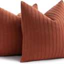 YCOLL Decorative Throw Pillow Covers 24x24 Set of 2 Super Soft Solid Patterned Knit Accent Couch Pillows Boho Pillow Cover for Couch Livingroom Bed, Burnt Orange