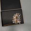 SWEETV Light Rose Gold Wedding Clip Rhinestone Bridal Comb Barrette - Handmade Flower Clip Head Pieces for Women