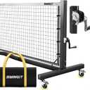 Pro Pickleball Net with Wheels, Hand Crank Tension System, 22ft Tournament IFP Regulation Size, Heavy Duty Frame, Anti-Sag, Locking Wheels, Perfect for Outdoor Court & Indoor Gym