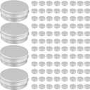 LEXININ 100 Pack Aluminum Tin Cans, 2 Oz Tin Jars with Lid Screw Top Containers for Lotion, DIY, Lip Balm, Cream, Silver