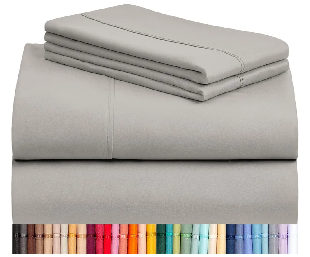 LuxClub 4 PC King Sheet Set, Breathable Luxury Bed Sheets, Deep Pockets 18" Wrinkle Free Cooling Bed Sheets Machine Washable Hotel Bedding Silky Soft - Light Taupe King