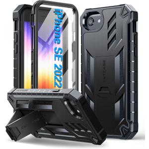 FNTCASE for iPhone SE 3rd/2nd Generation Case: for iPhone SE 2022/2020/8/7/6S/6 Phone Case Drop Protection Rugged Kickstand Military Grade Textured Shockproof Durable Cover