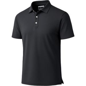 Boladeci Men's Golf Polo Shirts Short Sleeve Performance Quick Dry Breathable Work Business Casual Shirts (Black, L)