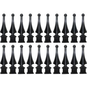 1/2" Black Plastic Four-Sided Spire Wing Tip Finial Fence Topper for Iron Picket Fence (100, 1/2")