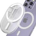 AUROX Magnetic Finger Phone Grip for MagSafe Stand, Phone Grip Strap Holder as Kickstand, Magnetic Phone Grip Holder, for iPhone 16 15 14 13 12 Series, Clear