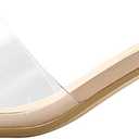 PIZZ ANNU Women's Square Open Toe Heels Sandals Low Block Chunky Heeled Sandal Slip on Mules Comfortable Casual Dress Pumps Shoes (9, Clear Nude)