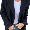 IDEALSANXUN Wool Pea Coats for Women Fall Winter Classic Mid Length Peacoat Trench Coat Blazer Jacket (Medium, Black)