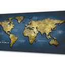 KUNHAAH World Map Wall Art Canvas Print, Vintage Gold Cracked Texture Map of the World Poster, Abstract Navy Blue Ocean Geography Art for Living Room Office Decor, Large Horizontal Map Framed 24"x48"