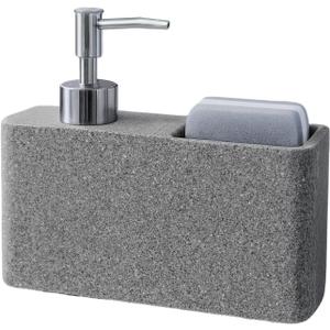 Havara Dish Soap Dispenser with Sponge Holder, Granite Resin Kitchen Soap Pump, One-Handed Non-Slip Countertop Dispenser for Kitchen Sink