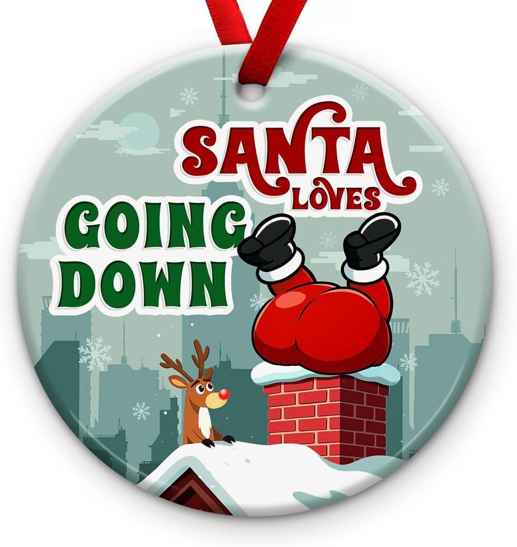 2 x Funny Santa Christmas Ornament 2025  Humorous Xmas Tree Decoration, Stocking Stuffers, Secret Santa Gifts - Holiday Gag Gift for Friend, Neighbor, Coworker Exchange