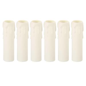 PATIKIL 25x100mm Candle Socket Covers, 6 Pack Plastic Sleeves Candelabra Base Accessories for E14 Chandelier, White