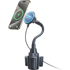 SUPERONE 2026 Upgraded for MagSafe Cup Holder Charger, MagSafe Car Mount Charger 15W Fast Charging with Adjustable Gooseneck for iPhone 17 16 15 14 13 12 Pro Max Plus Mini MagSafe Case
