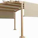 TANG 9'x12' Pergola Shade Cover Replacement Canopy for Patio Deck Sunshade Universal Shade Cloth with Grommets for Garden, Sunscreen Fabric with Weighted Rods(Beige)