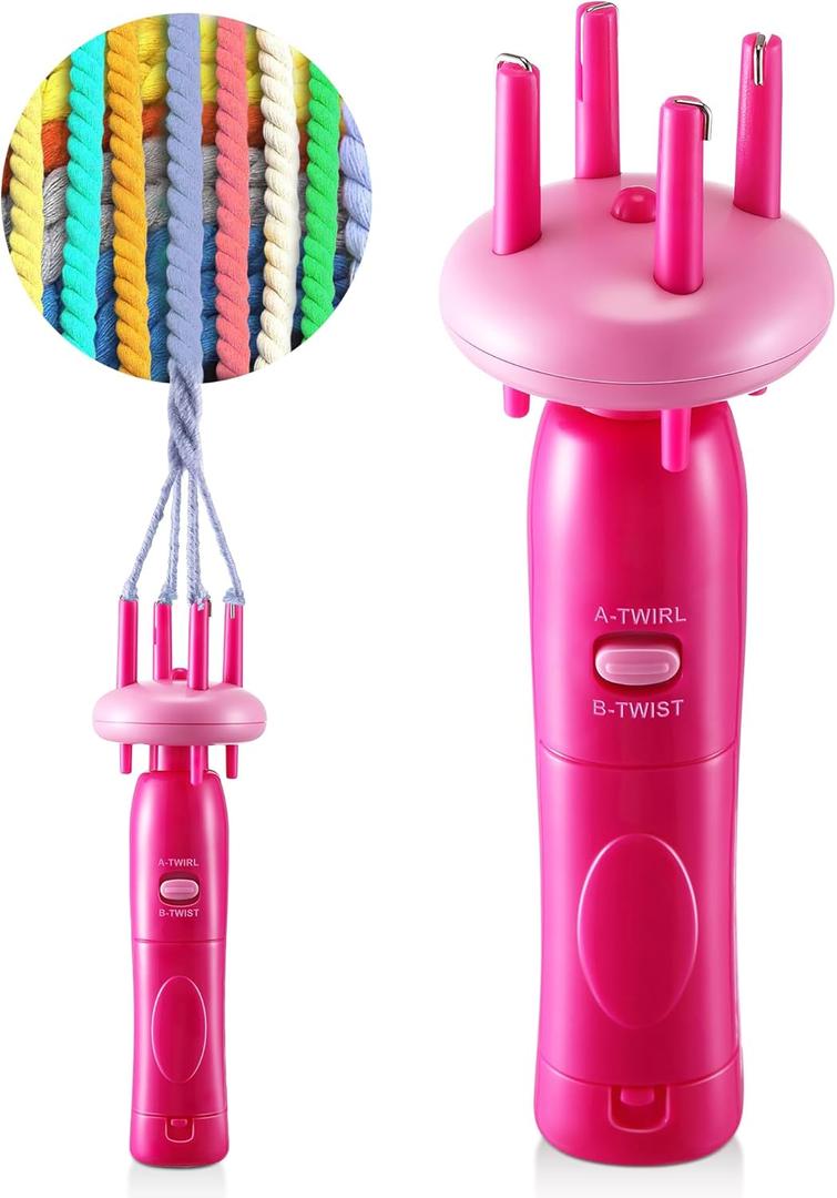 Enhon Cord Maker Portable Fringe Twister, Handheld Cord Maker for Craft Yarn Making Twister for Beginners (Patent Pending)(Pink)