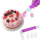 Manual Airbrush for Decorating Cakes,DIY Baking Cake Airbrush Pump Coloring Spray Gu-n with 4 Pcs Tube,for Kitchen Decorating Cakes Cupcakes Cookies and Desserts