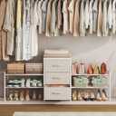 Cidaziya Expandable Closet Organizers and Storage,Wide Long 3 Drawer Dresser,White Fabric Storage Dresser, Clothes Shelves for Kids, Purse Organizer Small Shoe Rack for Closet Bedroom(47.24~71.47in)