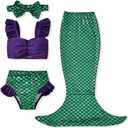 12 Month Infant Baby Girl Mermaid Ruffled Swimsuit Bathing Suits Two Piece Bikini Set Swimwear Beachwear 12-18 Months