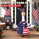 2 x 23” 4th of July Porch Goose Outfit, Sports Fan Porch Goose Outfits with Cap, Scarf and Flag, Patriotic Goose Clothes for Summer, Independence Day, Fans Football Party, Sports Season, Outdoor Lawn