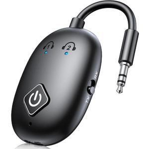 Bluetooth 5.3 Transmitter Receiver for Airplane TV, 2 in 1 Wireless Bluetooth Adapter for Airplane AirPods or Wireless Headphones Dual Pairs, 3.5mm Aux Adapter for Flight TV Gym Car/Home Stereo