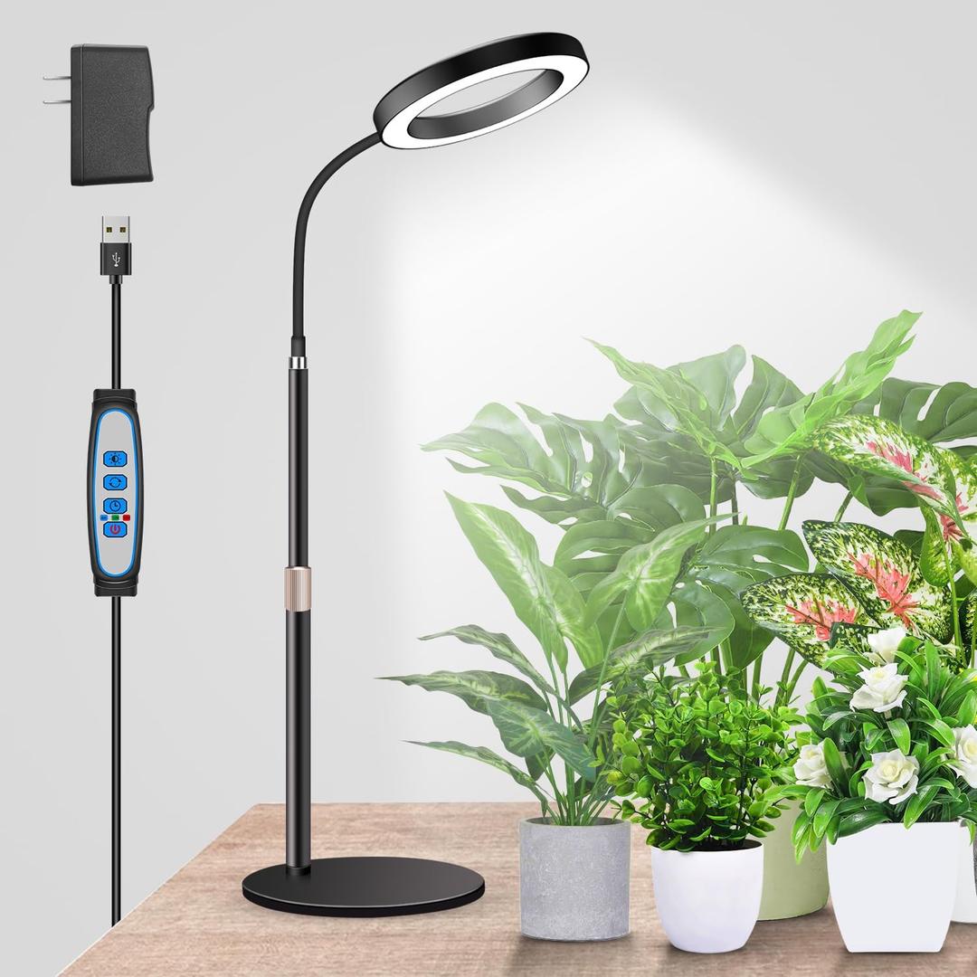 Garpsen Grow Lights for Indoor Plants, 80 LEDs Full Spectrum Desk Plant Light with Timer for 6H/12H/16H, 5 Dimmable Levels & Flexible Gooseneck 6000K Grow Lamp with Base, Height Adjustable 16.5-25" Garpsen Grow Lights for Indoor Plants, 80 LEDs Full Spectrum Desk Plant Light with Timer for 6H/12H/16H, 5 Dimmable Levels & Flexible Gooseneck 6000K Grow Lamp with Base, Height Adjustable 16.5-25"