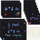 12 Packs Black Sticky Notes Kit Include 3"x3", 4"x6", 6"x8" Inch Black Notes Total 855 Sheets and 12 Pcs Colored Metallic Pens Self Stick Cute Sticky Pads for Office Home School Supplies
