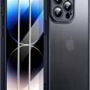 for iPhone 14 Pro Case Black with Screen Protector,Slim Black Phone Case for i Phone 14 Pro Cover para for Men,14Pro Phone Case and Camera Protective.