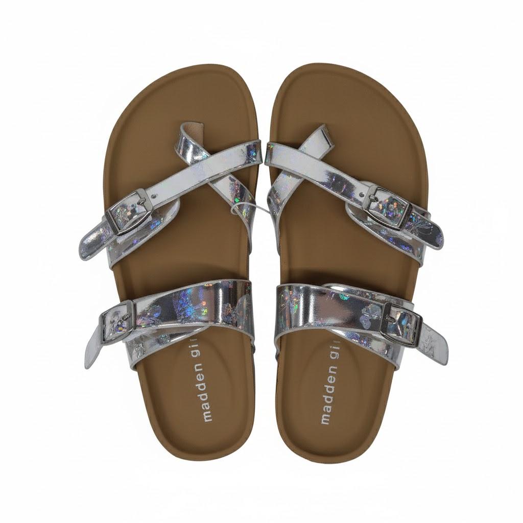 Madden girl  Brycee Silver Footbed, US Size 2