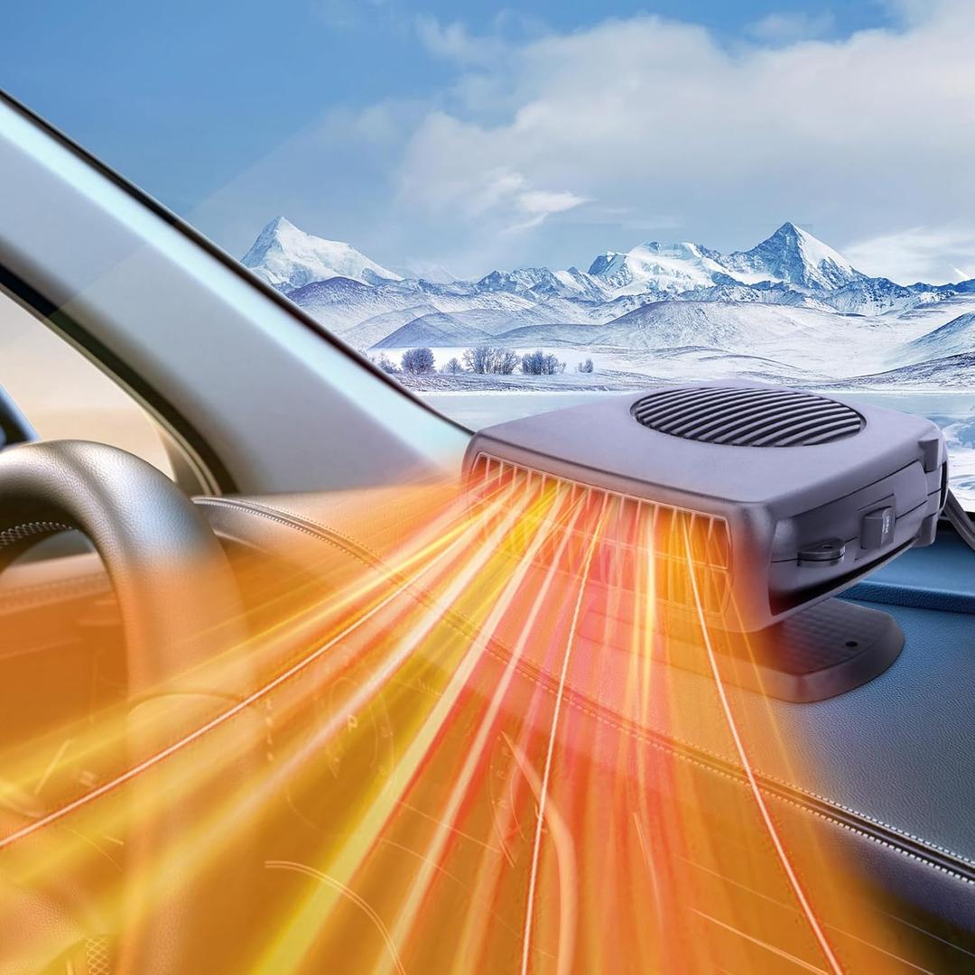 2026 New Upgraded Car Heater,12V Portable Car Heater for Vehicle, Car Defroster Windshield Heater,Portable Heater for Car,Portable Windshield Defogger and Defroster Plug into Cigarette Lighter (Black)