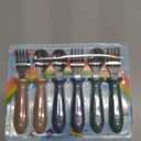 Pimoys 6 Pieces Toddler Utensils, Kids Silverware Set with Plastic Handle Stainless Steel Children Forks and Spoons, Dishwasher Safe (navy blue/green/pink)