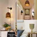 3PACK Coastal Dome Rattan Pendant Light Shades, Set of 3 Woven Boho Lampshade for Floor Lamps, Chandelier, Wall Sconces Light Fixture