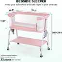 Cowiewie Bassinet Bedside Sleeper, Breathable Baby Bedside Bassinet and Mattress, Lightweight and Portable for Bedside Sleeping (Pink), Crib
