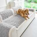Fuzzy Couch Covers for Dogs, Non Slip Thick Dog Couch Cover Protector, Plush Pet Couch Covers for Sofa Washable, Soft Sofa Cushion Slipcovers Pet Friendly(1PC, Light Grey, 27.6”x70.9”)