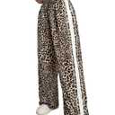 Verdusa Women's Petite Pants Leopard Print Baggy Pants Casual Workout Long Trousers College Clothes Brown Large Petite