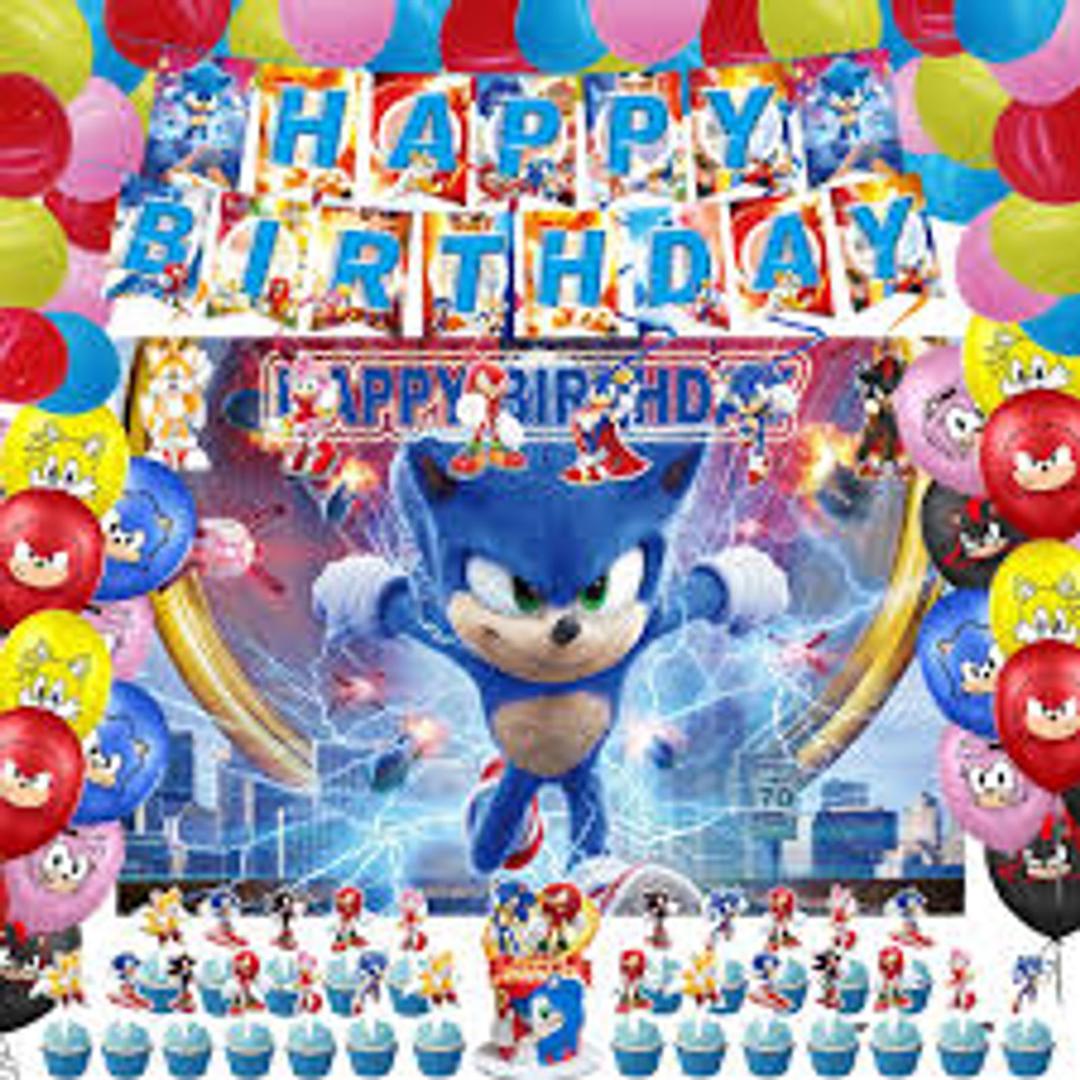 Birthday Party Supplies,204pcs Birthday Party Decorations Include Backdrop,Happy Birthday Banner,Tableware Set,Spiral Charms,Napkins,Tablecover,Cake Toppers,Balloons Set,Bottle Labels,Stickers