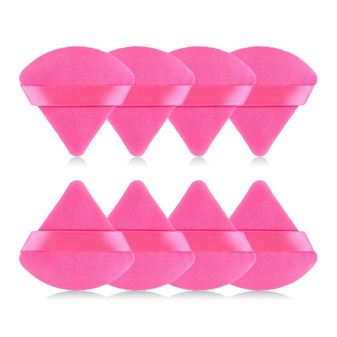 8pcs Triangular Powder Puff Face Soft Velvet Makeup Puff for Loose Powder Body Powder Makeup Sponge for Contouring Wet Dry Foundation Blender Sponge Beauty Makeup Tool.(Rose Red)