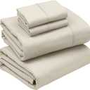 RUVANTI Queen Sheets Set, Brushed Microfiber Sheets 4 Pieces (1 Fitted Sheet, 1 Flat Sheet, 2 Pillowcases), with 15-inch Deep Pockets, Lightweight & Compfy Premium Hotel Bedding, Luxe Cream
