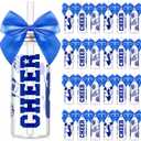 24 Pcs Blue Cheerleader Gift Bulk for Team Cheer Cups 14 Oz Bow Water Bottle Plastic Cheer Tumblers with Lid and Straw for Cheerleader Sport Party Favor Gift