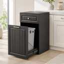 13 Gallon Pull Out Trash Can Cabinet with Drawer
Hidden Wooden Garbage Cabinet for Kitchen, Freestanding Modern Farmhouse Waste Bin Holder, Black