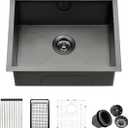 21 Black Small Kitchen Sink Undermount, Zoyddoy 21 x 16 x 9 Inches 16 Gauge Black Stainless Steel Kitchen Bar Sink Under mount Outdoor Sink Laundry