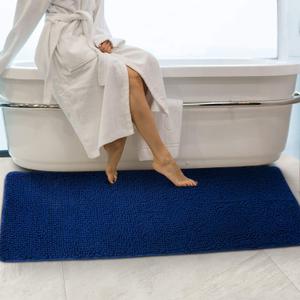 Secura Bathroom Rugs, 47 x 28 Inches, Extra Soft & Thick, Absorbent Water Bath Mat, Machine Washable Non-Slip Bath Mats for Bathroom, Shower, and Tub, Home Decor Accessories (Blue) Secura Bathroom Rugs, 47 x 28 Inches, Extra Soft & Thick, Absorbent Water Bath Mat, Machine Washable Non-Slip Bath Mats for Bathroom, Shower, and Tub, Home Decor Accessories (Blue)