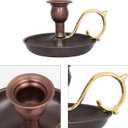 Copper Handmade Candle Holder for Rustic Home Decor with Handle Metal Candle Holders for Pillar Candles Gothic Decor Candlestick Holders (Oxide)