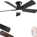 42" Ceiling Fans with Lights and Remote, Low Profile Flush Mount Modern Ceiling Fan for Bedroom, Kitchen, kids room, 6 Speeds, Quiet DC Motor, Super Bright, UL Listed
