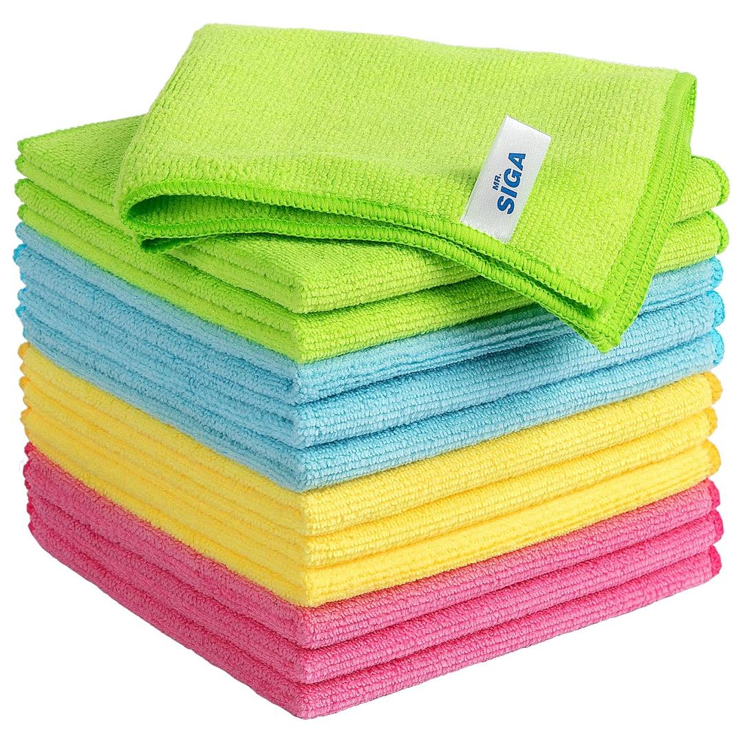MR.SIGA Microfiber Cleaning Cloth,Pack of 12,Size:12.6" x 12.6" (Assorted)