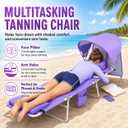 Backpack Beach Tanning Lounge Chair with Canopy Shade Face Hole Padded Adjustable Washable, 6 Position Layout Chair for Outside Sunbathing Poolside Lawn, UPF 50+ Wind-Resistant Sun Shade, Patented, 71.2 inches x 21.3 inches x 11.4 inches