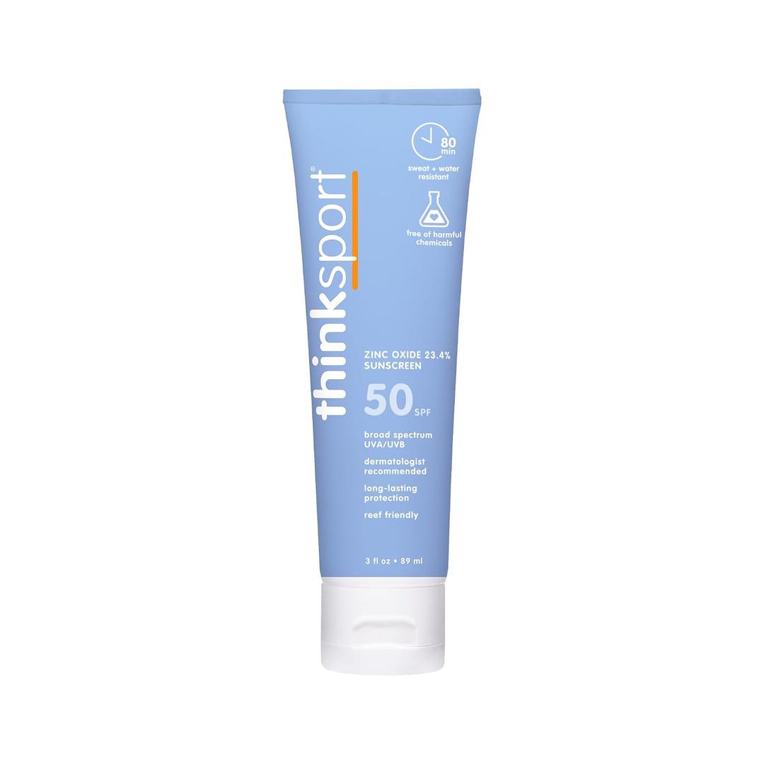 Thinksport SPF 50 Mineral Sunscreen Safe, Natural Sunscreen for Sports & Active Use - Water Resistant Sun Cream UVA/UVB Sun Protection Vegan, Reef Friendly Sun Lotion, 3 Fl Oz (Pack of 1)